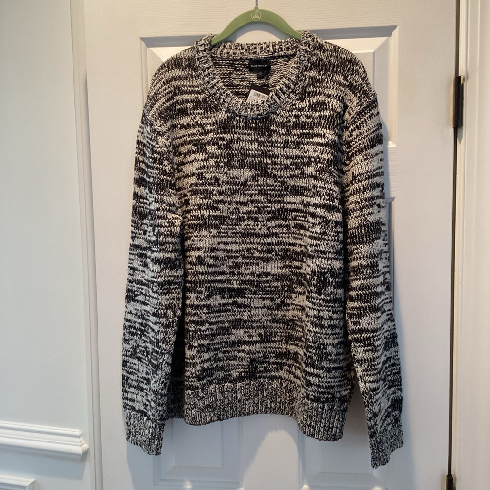 NWT Club Monaco Monochrome Marled Crewneck Sweater, XL, Unisex